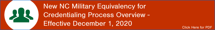 New NC Military Equivalency for Credentialing Process Overview – Effective December 1, 2020